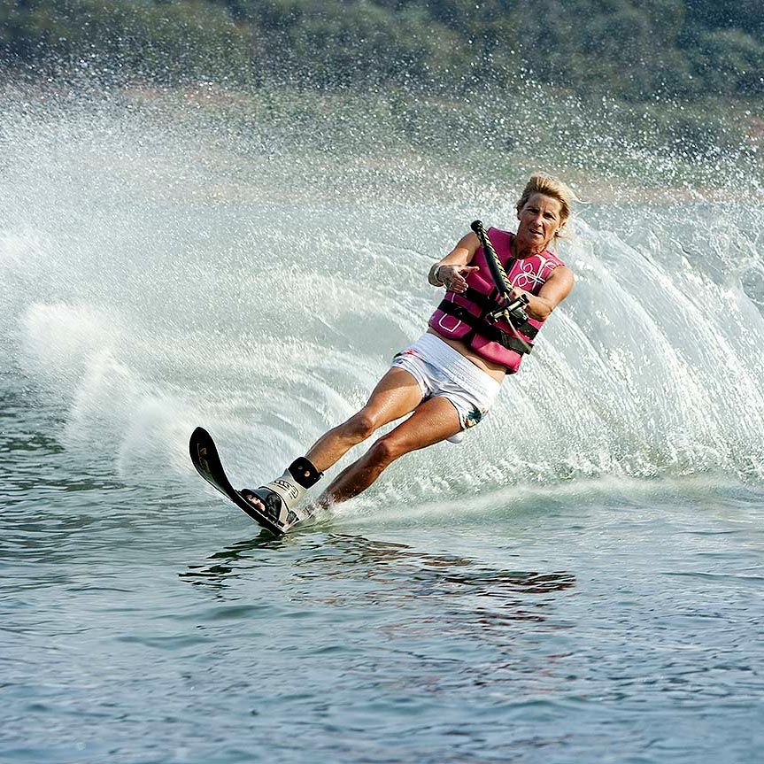Woman water skiing on Lake Mulwala